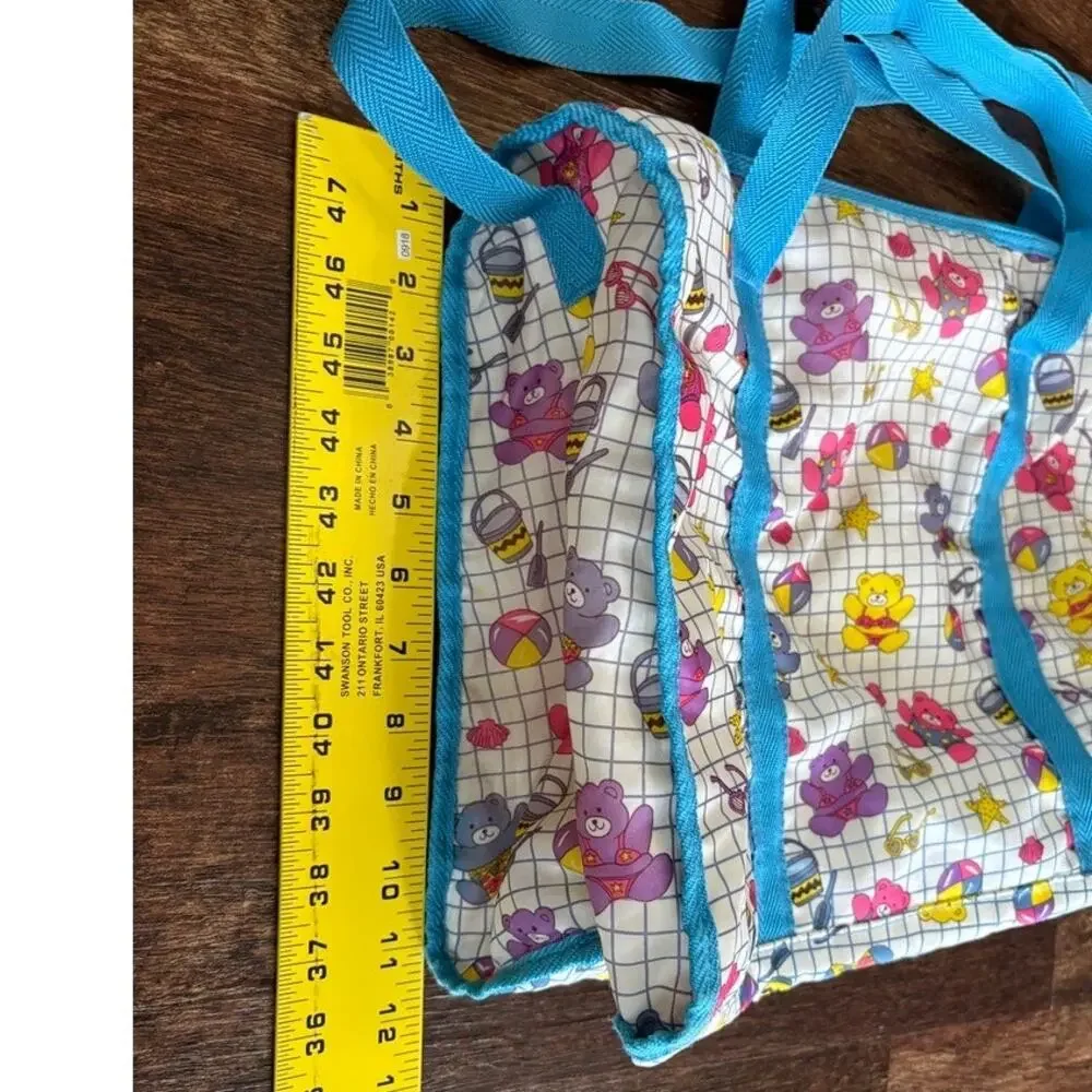 Vintage It's A Smash Neon Teddy Bear Beach Summer Theme Diaper Bag Travel Tote